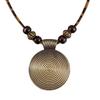 1pc Wooden Bead Threaded Geometric Alloy Chain Necklace Women Vintage Sweater Long Necklace