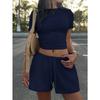 IHUASU Women's Fashion Casual Short Sleeve O-Neck Pants Suits