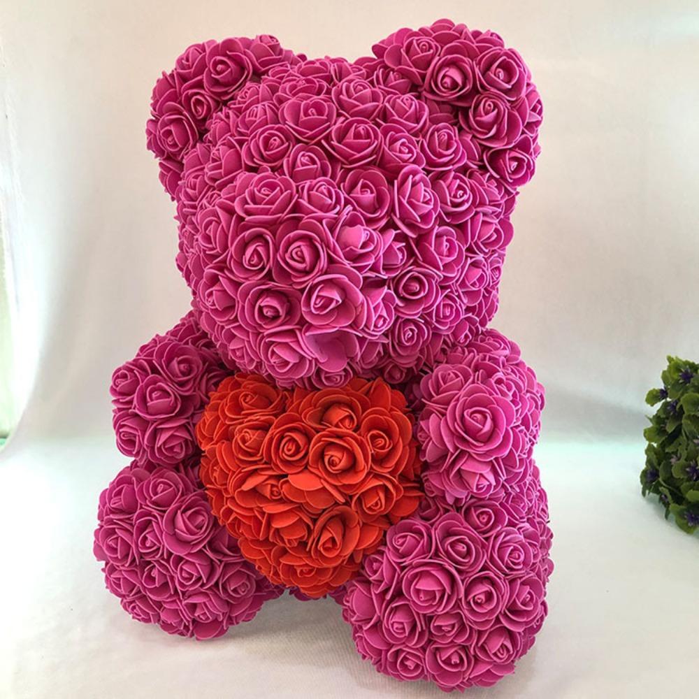 Qixi Festival Valentine's Day Wedding Rose Bear Simulation Floral Fragrance Creative Eternal Flower Hug Bear Gift