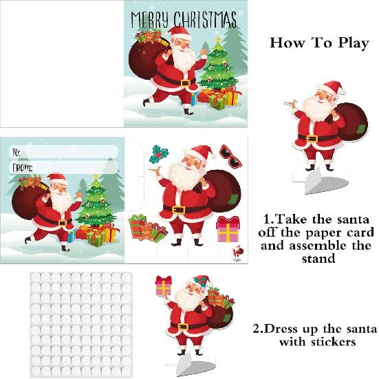 PETCEE 30PCS Christmas Craft Cards for Kids Christmas Gifts Card with Envelopes Santa Deer Snowman Pop Up Card Xmas Exchange Cards for Family Friends