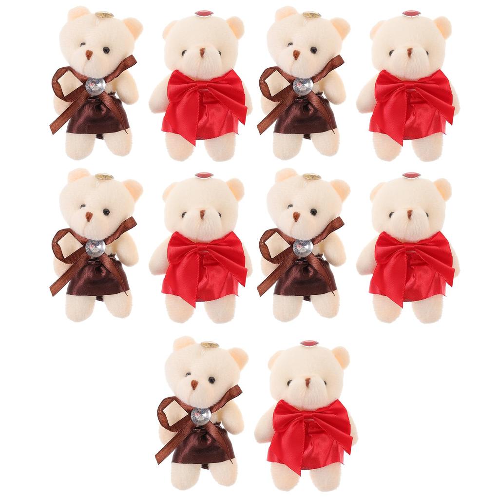 [iplusmile] 10pcs Mini Teddy Bear Plush Toys Stuffed Doll Lovers Hanging Doll Pendant Wedding Gift Box Doll Toys Wedding Decoration Party Favors Baby