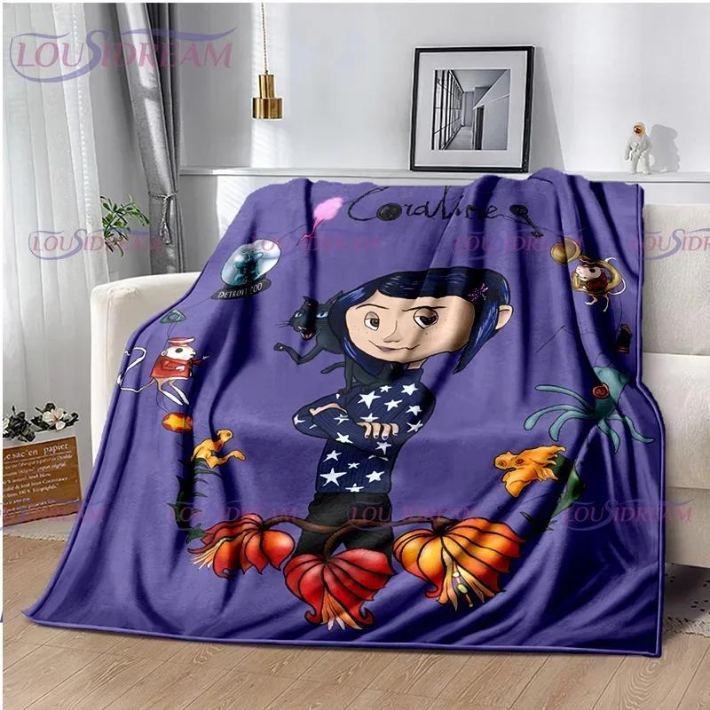 Gothic Style Animated Print Plush Blanket–Soft Throw for Kids, Family Napping, Sofa or Bed – Warm Flannel Bedspread for Home Use