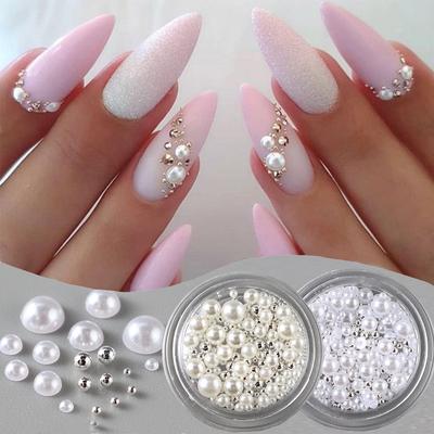 Nail Art Jewelry, Temperament French Atmosphere, Size Pearl Steel Ball Mixed Nail Jewelry