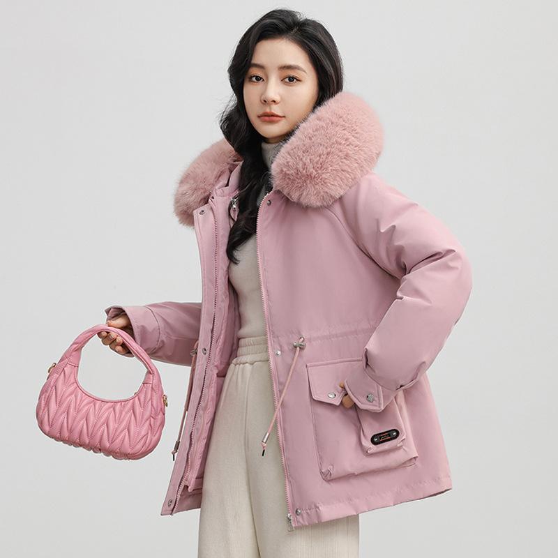 Disassemble the Liner, Wear Three Clothes In Autumn and Winter, Parker Small Down Cotton Clothes, Women's Big Fur Collar, Waist and Thin Coat.