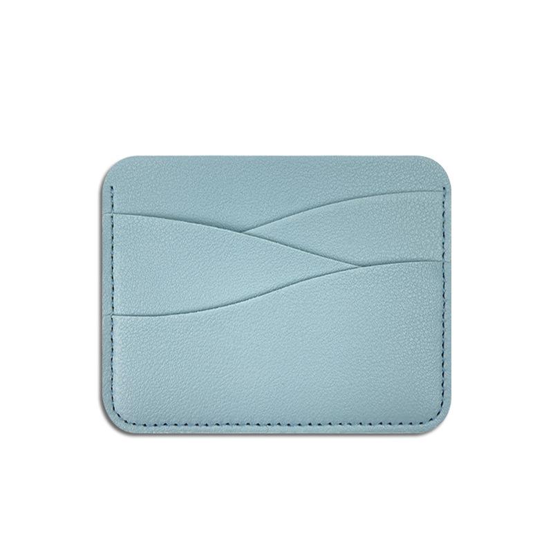 Fashion Wavy Leather Card Bag Women Men Ultra-thin 4 Slots Card Holder Soft PU Leather Bank Credit Card Case