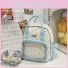 Fashionable Star Patterned Student Backpack With Transparent Compartment For Daily Use
