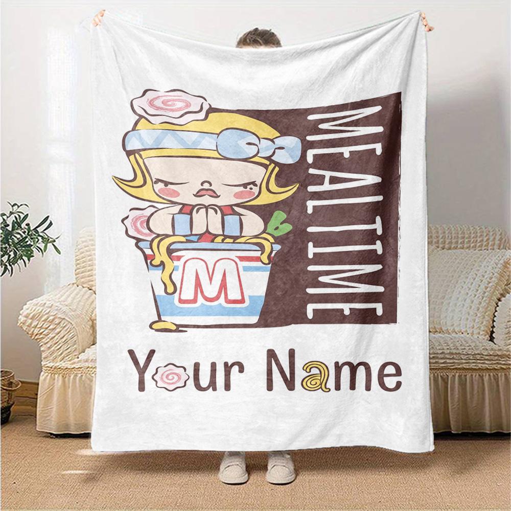 Pop Mart Personalized Text Blanket Throw Personalized Blanket Soft Warm Cozy Suitable for Bed Chair Office Seaside Four Seasons Universal