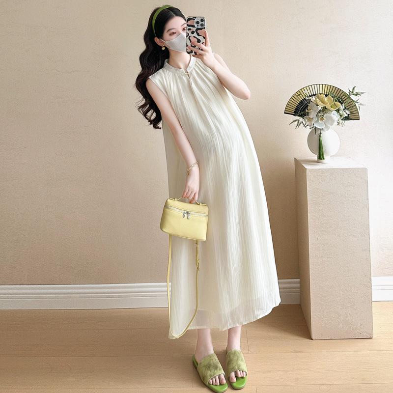 Maternity Summer 2026 Artistic Qipao: Elegant Slim Fit Vacation Dress Large