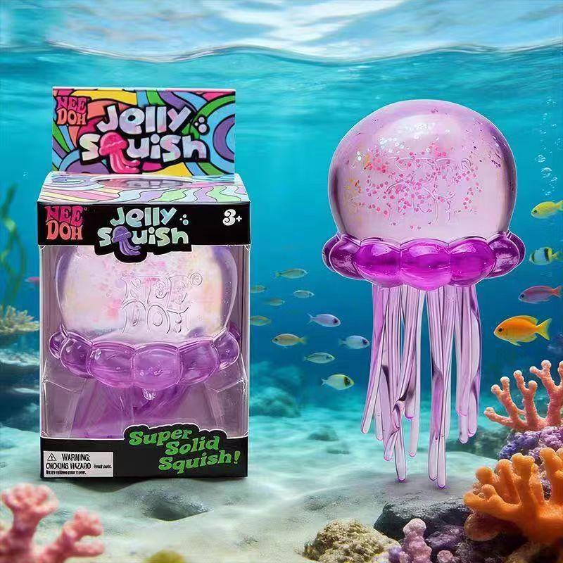 Bright Color Slow Rebound Squishy Toy, Maltose Filled Jellyfish Octopus Squeeze Toy for Stress Relief