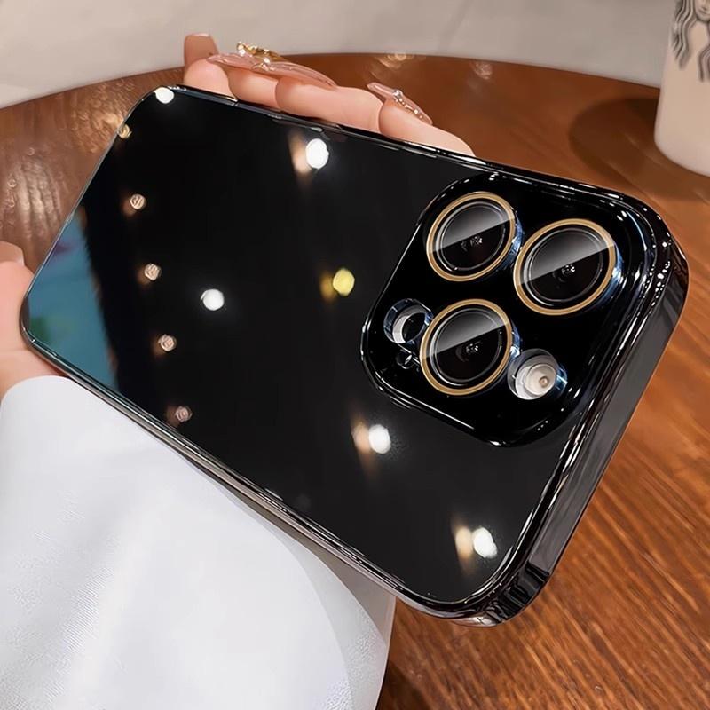 Plating Glass Lens Film Protection Case For For Iphone 17 16 1 14 13 11 12 Pro Max Tempered Glass Shockproof Bumper Hard PC Cover