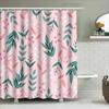 Waterproof Shower Curtain Greenery Leaves Pattern Decorative Bath Liner Pink Color For Bathroom Accessories Decoration Size72X84