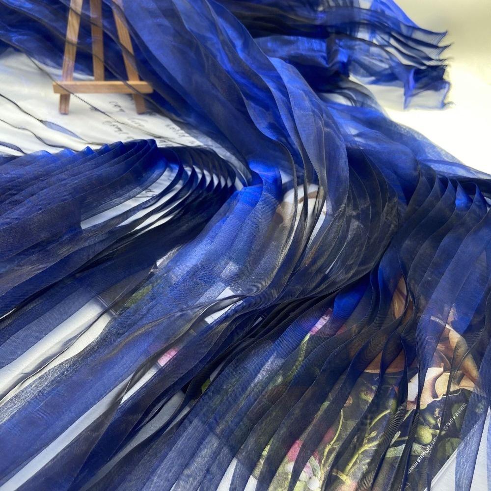 150cm X 1 Yard Organza Pleated Fabric Hardnet Texture Colorful Two-color DIY Clothing Fabric Handmade Pleated Pleated Decoration