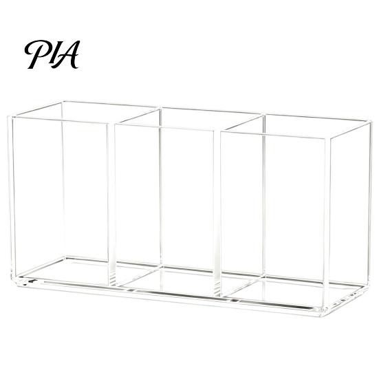 Modern Clear Acrylic Organizer Transparent Makeup Brush Organizer, Multi-Compartment Storage Bin, Elegant for Vanity Style Cosmetic Display Lip Gloss