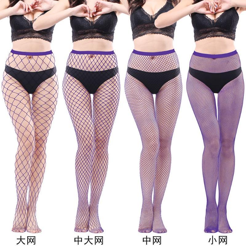 Women Sexy Solid Hollow Out Lace Plus Size Fishnet Long Pantyhose
