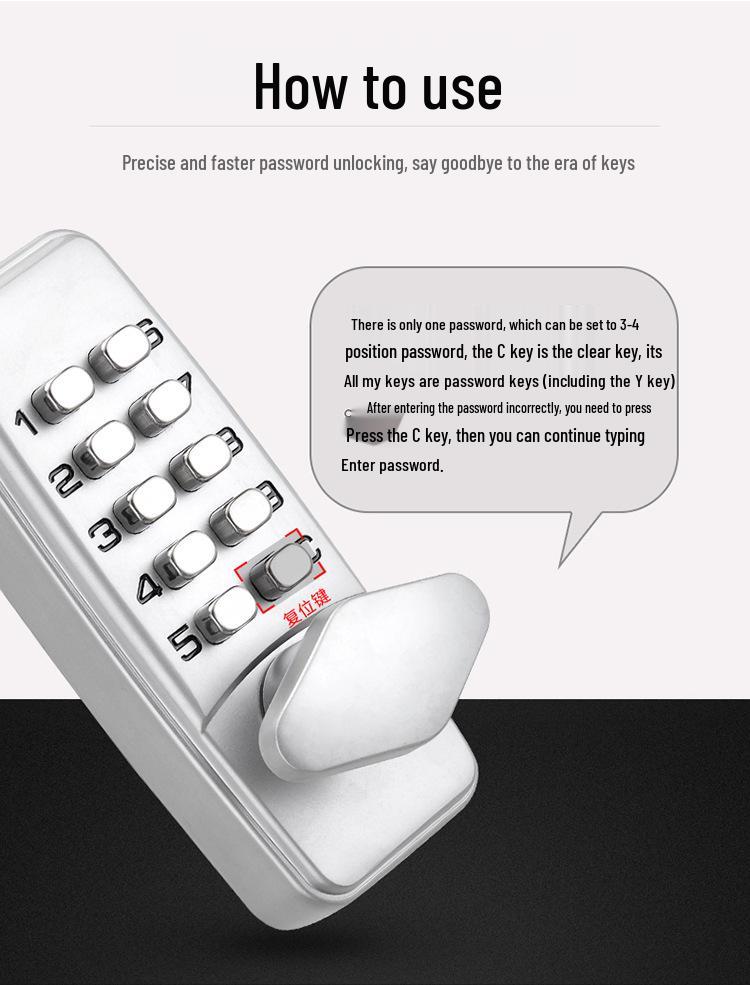 Mechanical Password Lock for Doors - No Power Needed, Ideal for Home, Office, or Supply Room