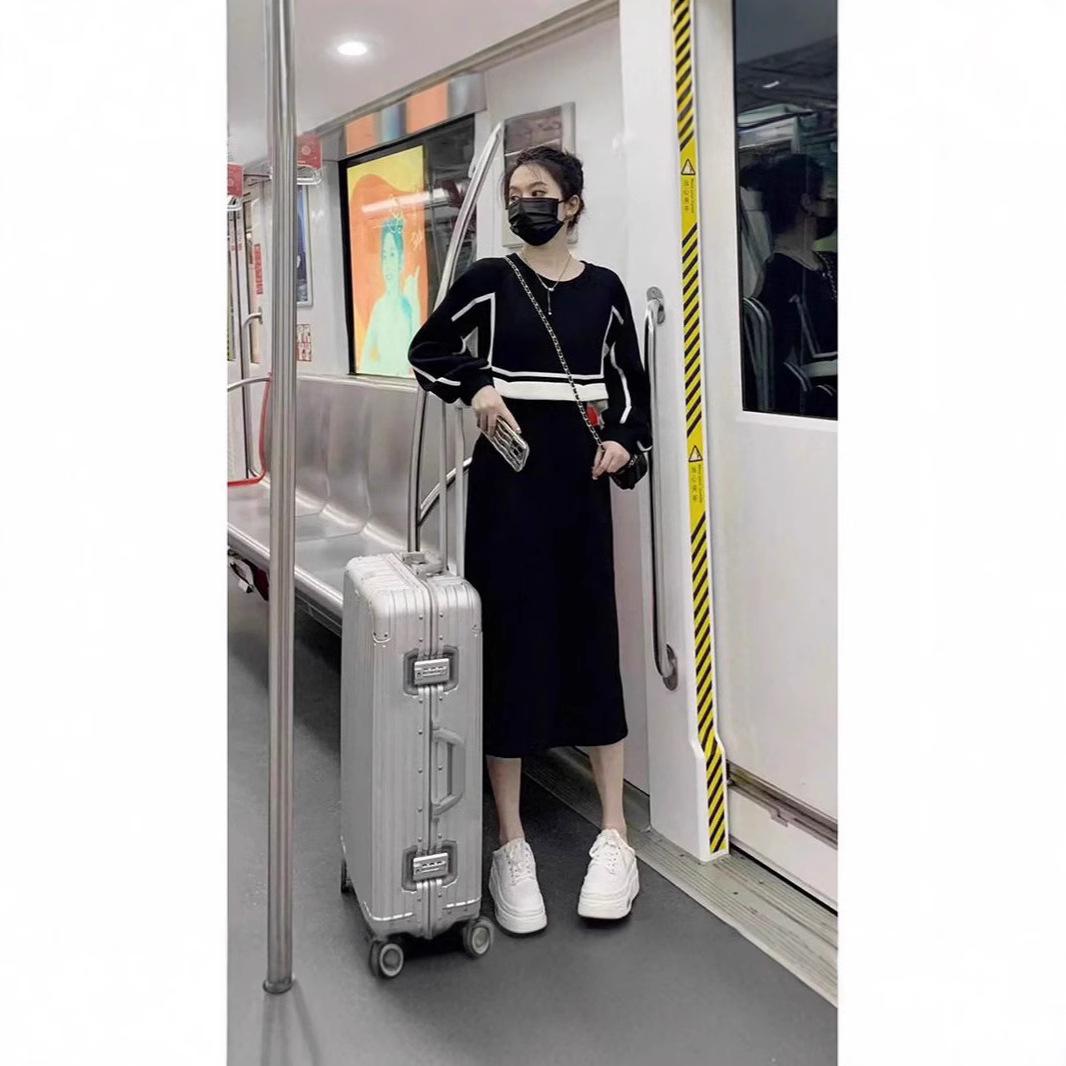 

2024 Spring/Autumn Slimming Plus Size Women s Faux Two-Piece Dress M