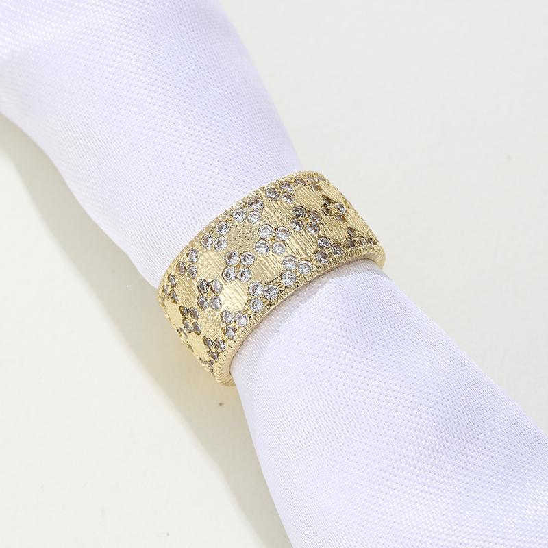 Modischer Klassischer Eingelegter Zirkon Breites Geometrisches Ringgesicht, Trendiger Urlaubs-Accessoire Schmuck für Damen