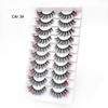 Manufacturer Wholesale 10 Pairs of Colored 3D False Eyelashes, European and American Multi-level Messy and Dense 3D Eyelashes, Cross-border Supply