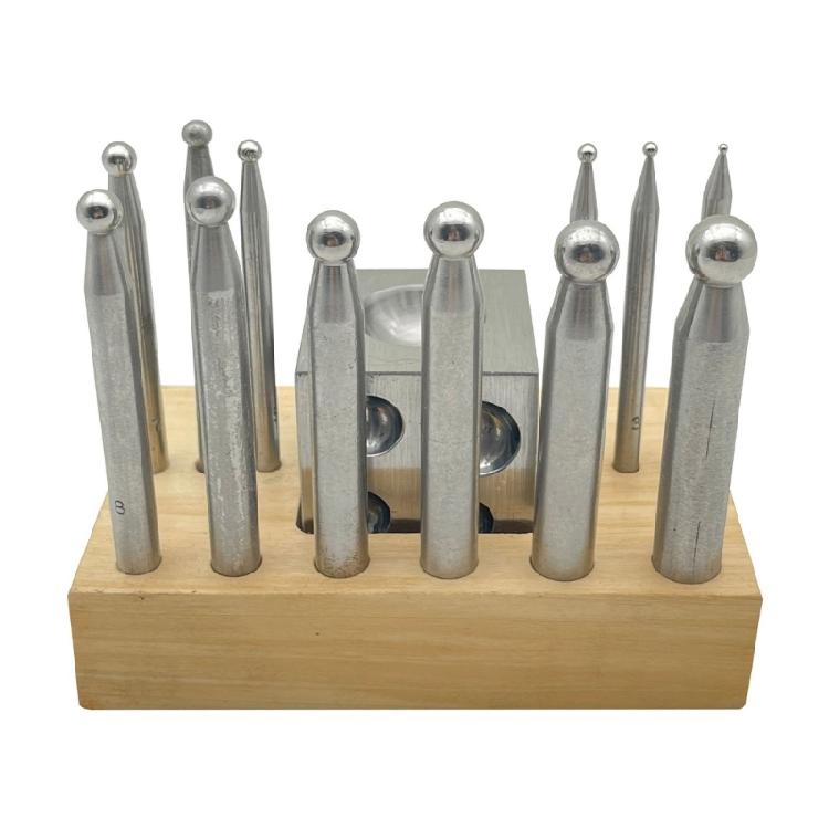 14 Pieces Metal Forming Tool Kit Dapping Doming Punch Block Great for Shaping