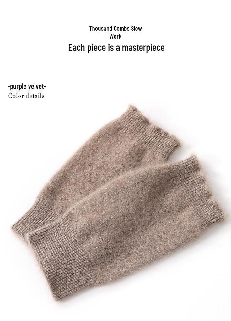 Women's 100% Pure Cashmere Gloves - New Style Solid Color, Unisex, Warm Knitted Wrist Guards for Cold Protection