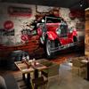 Retro 3d Wallpaper Red Car Wall Mural Restaurant Cafe Bar Ktv Living Room Background Wall Mural Decoration