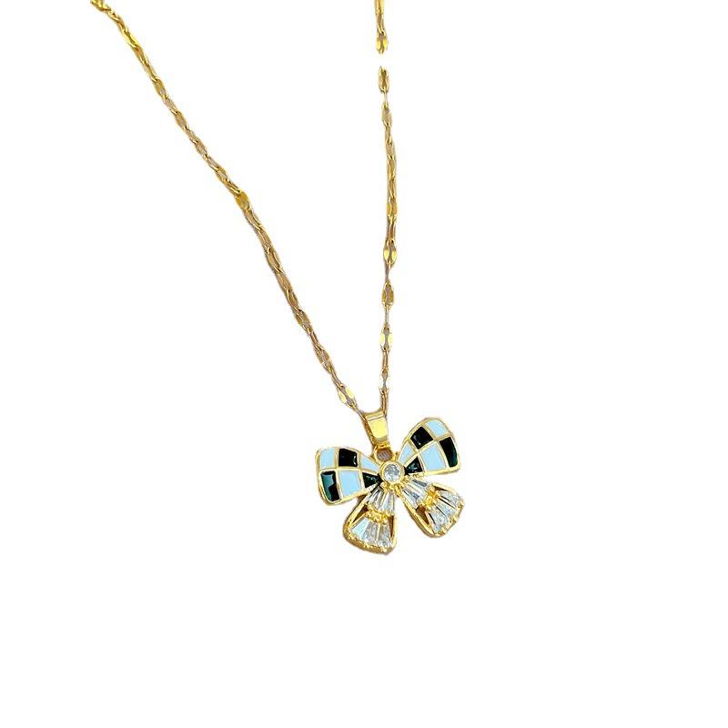 Leichter Luxus Öl Tropfen Schmetterling Voll Zirkonia Inlay Echtsilber Halskette Damen Transfer Schlüsselbein Kette Mit Schmuck