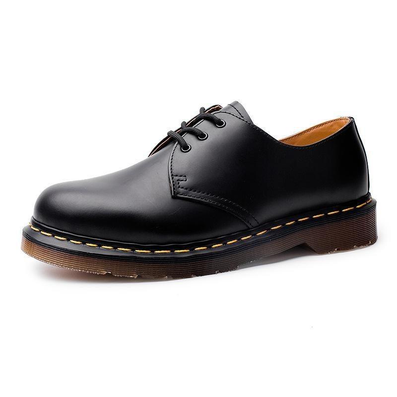 

1 low-top Martin small leather shoes women s large size pure black round head men s couple casual tooling shoes 48