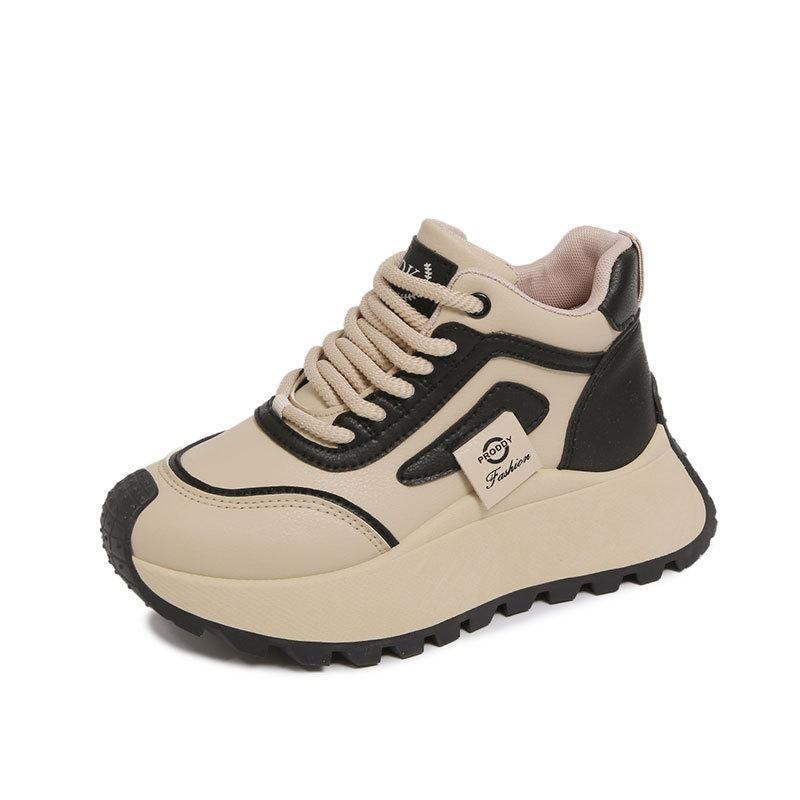 Casual sports shoes heighten small high-top shoes spring 2025 new versatile super fire platform dad shoes women