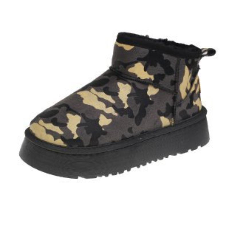 Thick-soled Short Snow Boots Women's Large Size Autumn and Winter New Thickened Velvet Warm Leopard Print Cotton Shoes