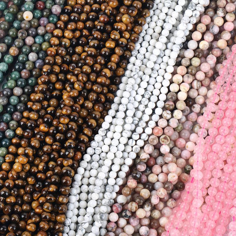 8mm Round Natural Stone Beads Bracelet Healing Crystal Loose Gemstone Stone Round Beads for Jewelry Making One Size