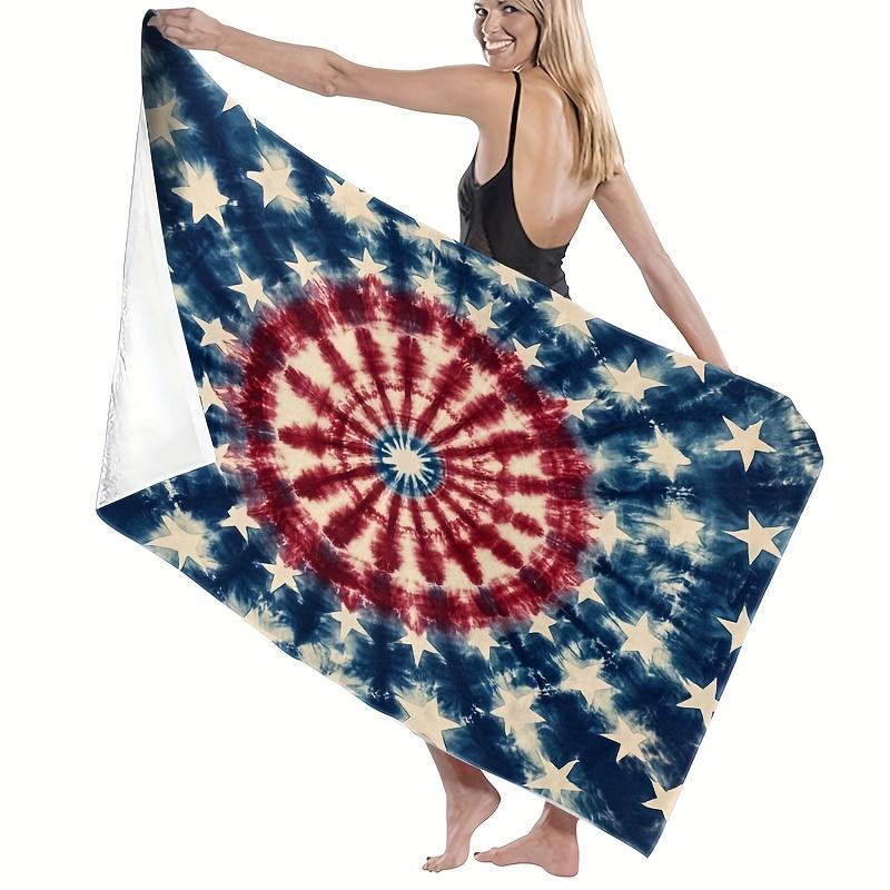 American Flag Tie Dye Beach Towel 1Pc 2D Flat Printed Microfiber Sandproof Waterproof 4th Of July Pool Bath Towel Picnic Mat