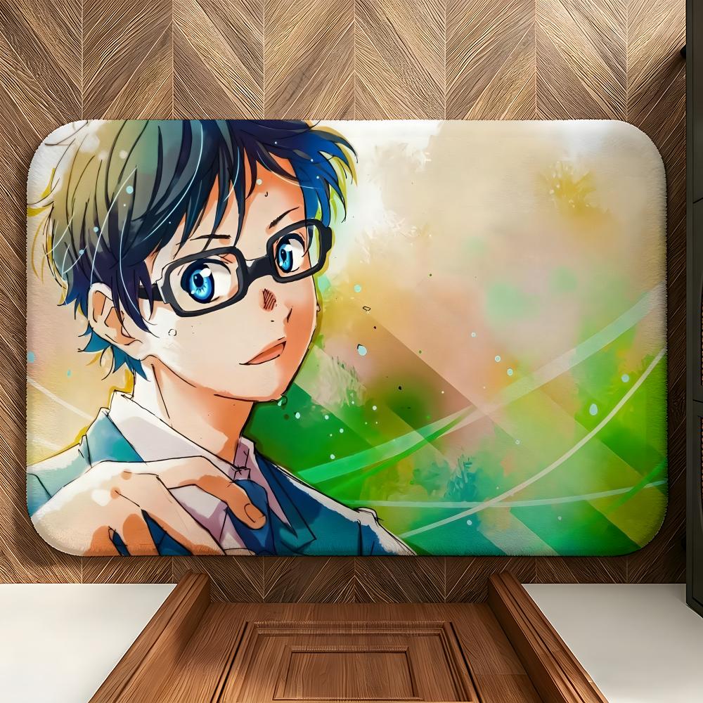 Anime Y-Your Lie In A-April Floor Mat Soft Flannel Floor Mat Suitable for Entryways, Living Rooms, Bedrooms, and Bathrooms