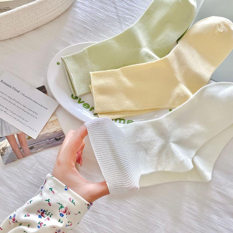 Nicht pillende mittellange Socken für Damen, reine Baumwolle, locker sitzend, Weiß für die Zeit nach der Geburt sowie Frühling und Herbst