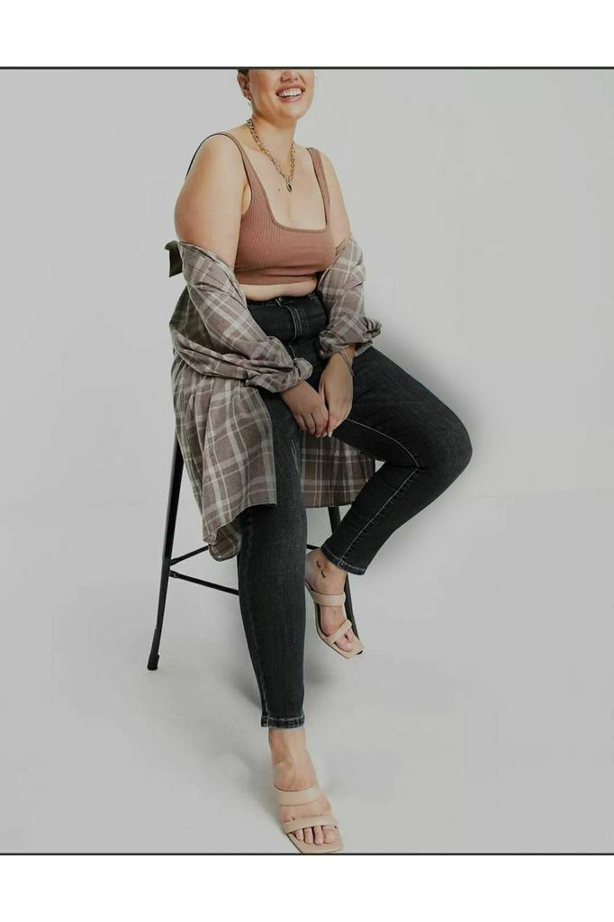 Women's Fashion Big Size jeans Black Plus Size Tight-fitting Jeans (Skinny)