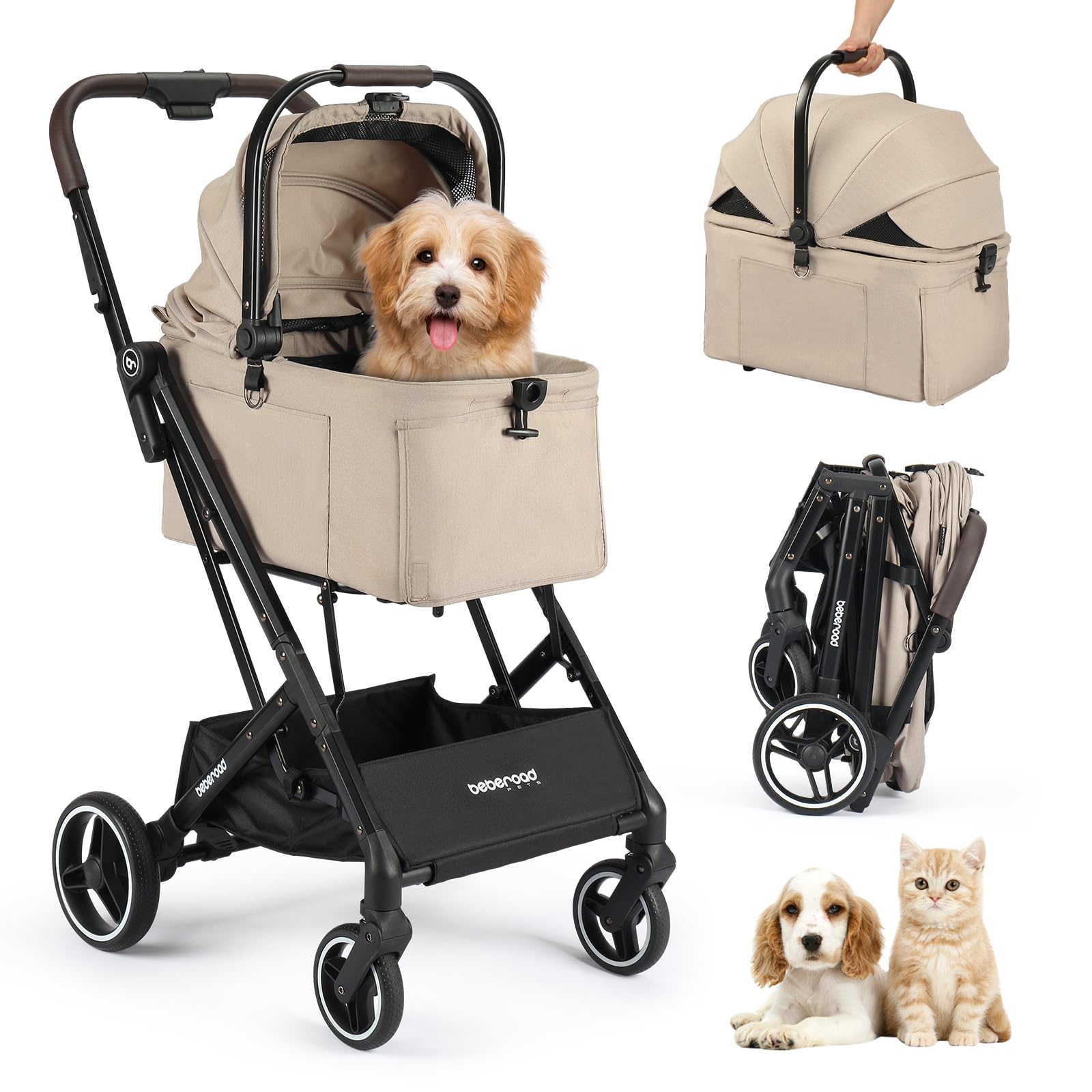 

BEBEROAD PETS X2 Pet Cart for Small 4 Front Wheels Rotate Dog Dog For Multiple Small Medium Pet Dog Rear Wheel Convenient for Walks and Going Load