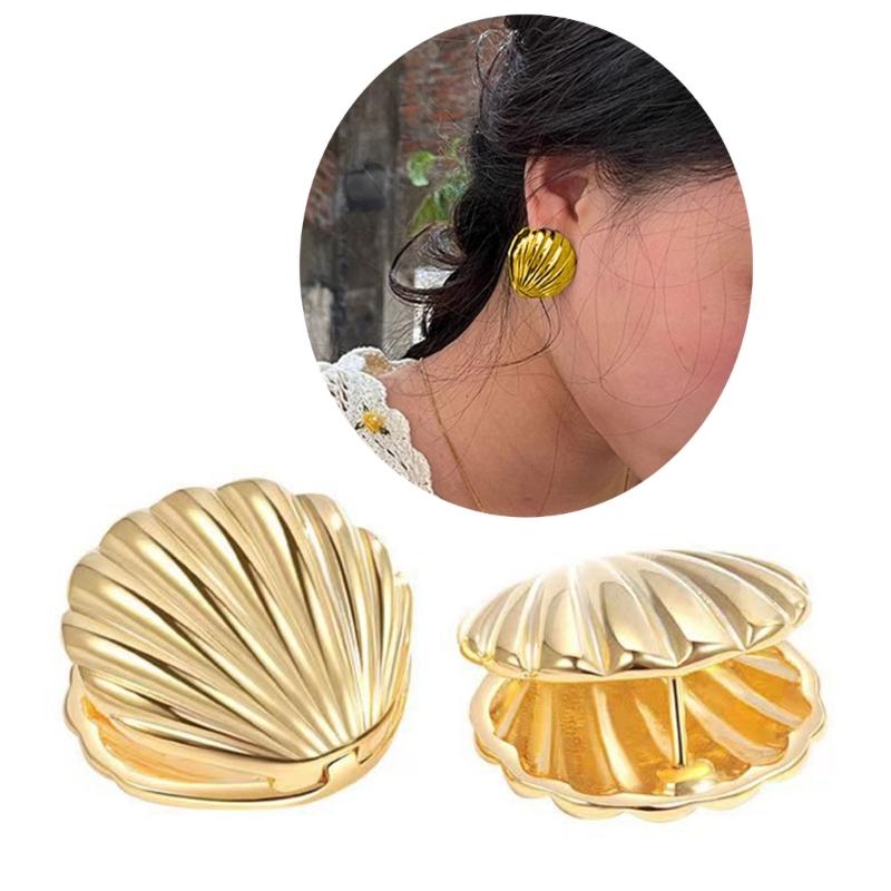Kleine Piercing Ohrringe Einfache Kleine Muschelförmige Stecker Ohrringe Süß Cool Party Schmuck Mode Metall Ohr Schnalle