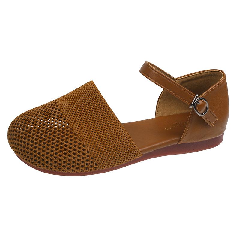 Retro gestrickter Ein-Wort-Schnallengürtel Damenschuhe 2025 weiche Sohle schlicht und bequem Taschenkopf Römerschuhe Außenhandel Übergröße Schuhe