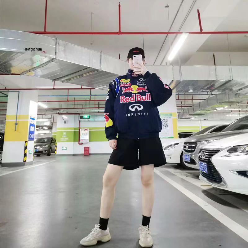 Red Bull Racing Bestickter F1 Renn-, Rad- und Motorradanzug, Lässig Langärmlig