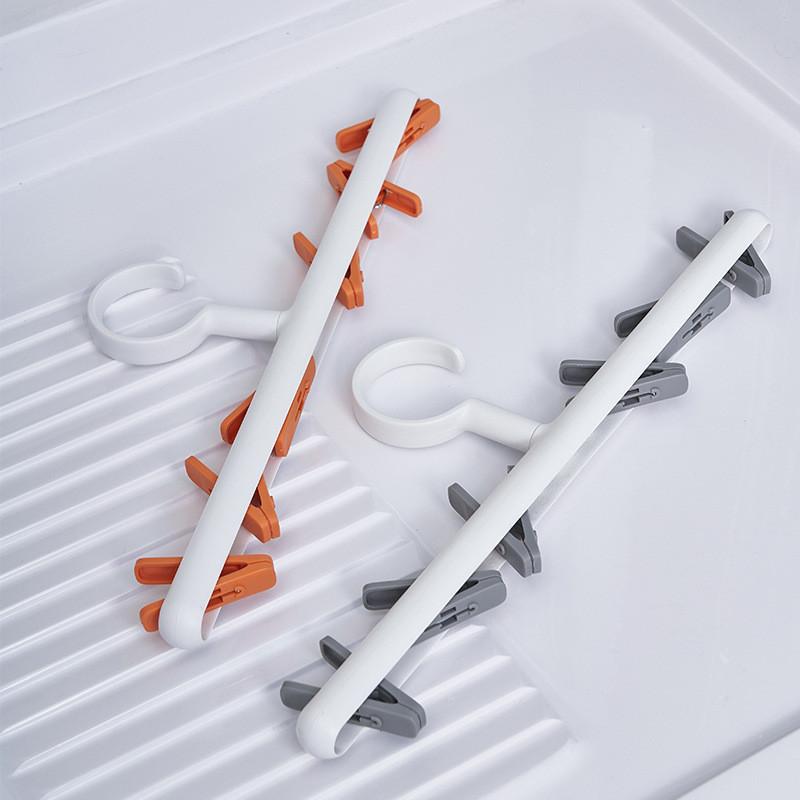 Stylowy japoński wieszak sześcioklipowy Wytrzymały plastik Na skarpetki, czapki, ubrania