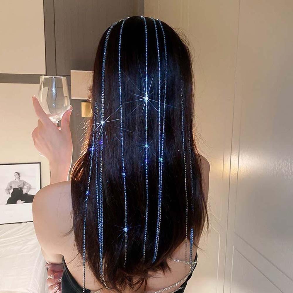 Shiny 4 In 1 Hair Bands with Tassels Sweet Women Hair Hoop Twinkle Rhinestone Tassel Headband  Ball