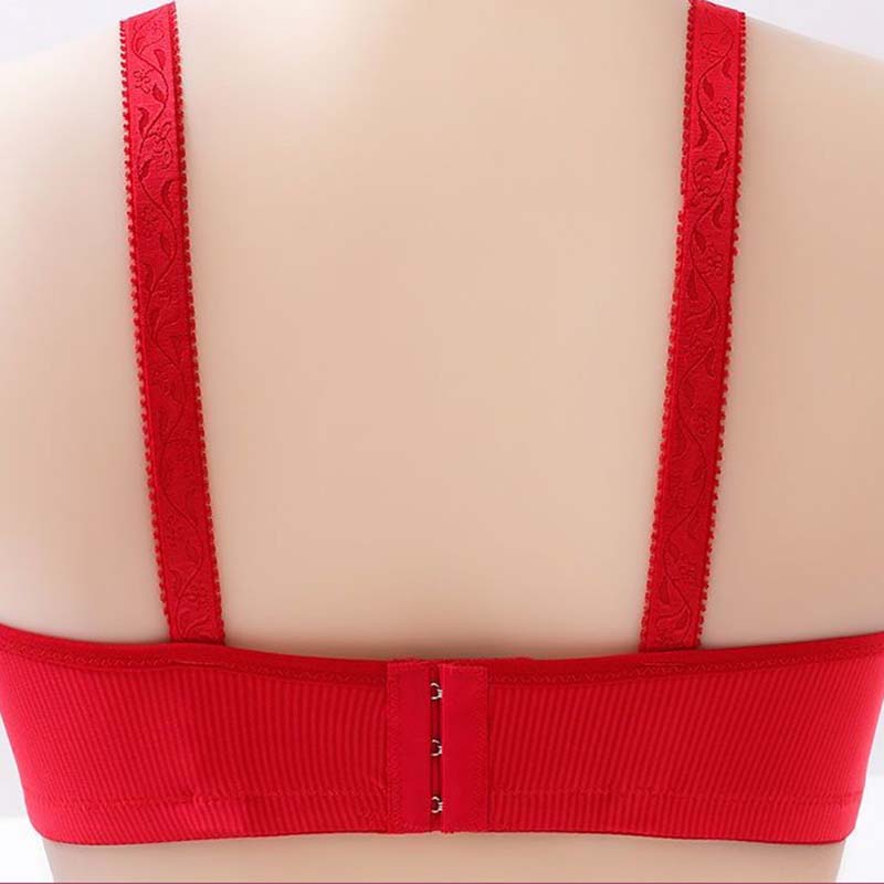 Massage Breathable Bra Gather Anti-sagging No Steel Ring Beautiful Back Thin Wireless Women's Underwear Sweet Sexy Lace Embroidery Simple Casual
