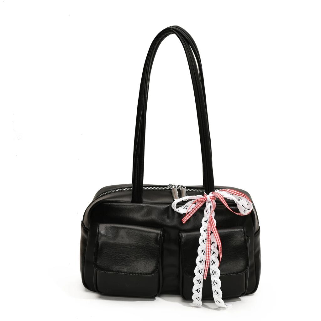 Cute Bow Designer Underarm Bags for Women  New Fashion Solid Large Capacity Women's Handbags Pu Leather Shoulder Bags