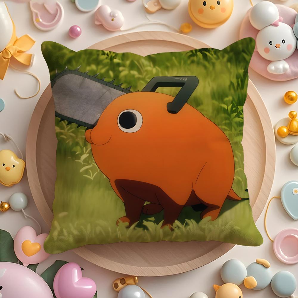 C-Chainsaw Anime M-ManS Cushion Cover Home & Car Multi-Scene Pillow Cover - Reversible, Soft & Durable for Daily Use