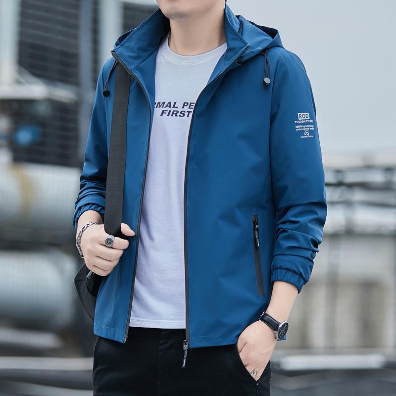 Men's Hooded Jacket Spring and Autumn New Casual Versatile Top Stand-up Collar Jacket Men's Coat Clothes
