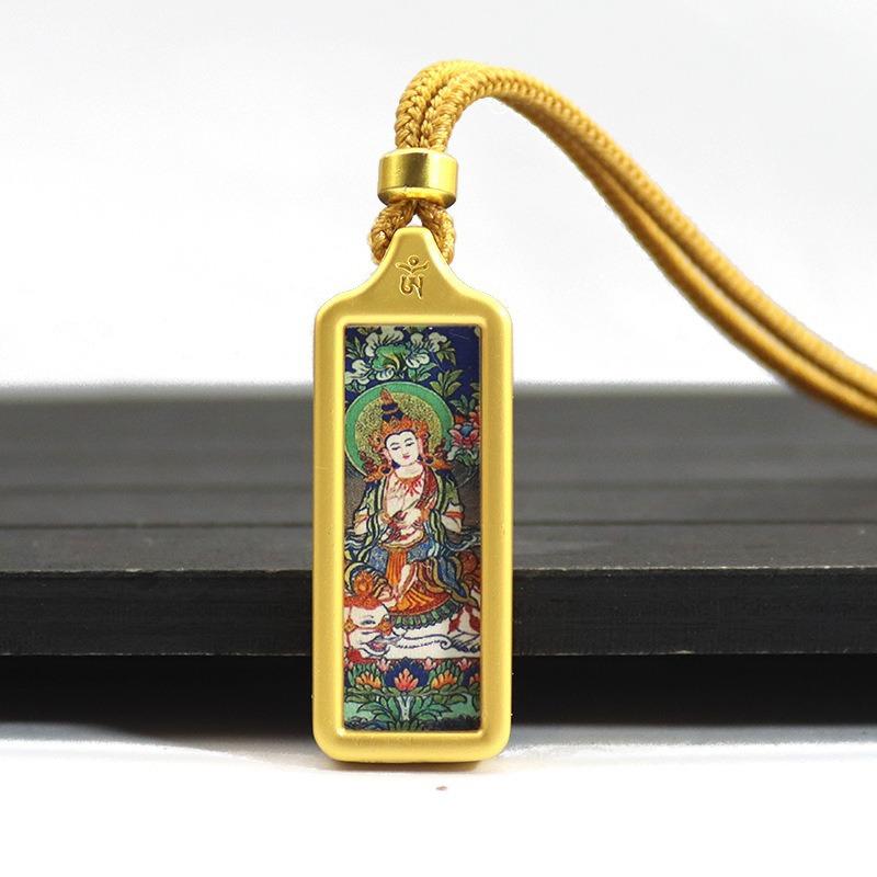Sacred Tara Thangka Necklace Gold Plated for Spiritual Growth and Protection