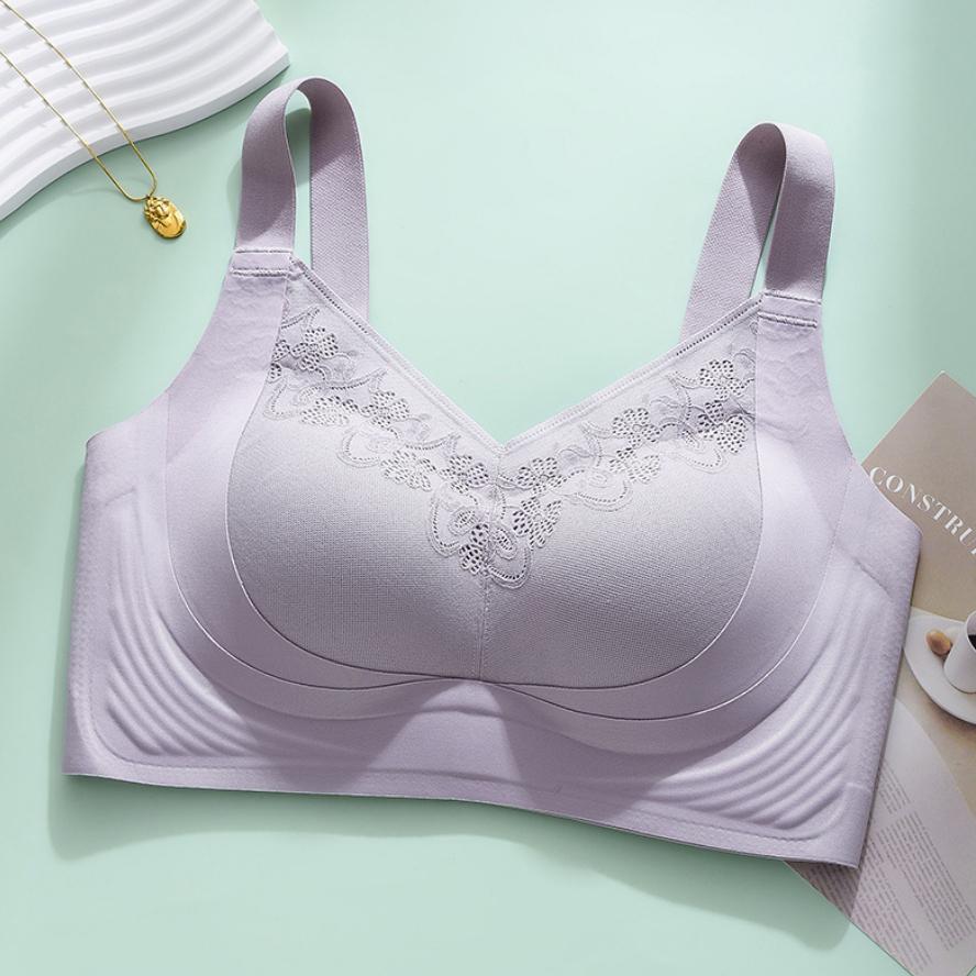 Gypsophila Lifting Seamless Gathered Side Plus Size Underwear Soft Support Adjustment Sexy Lace Bra