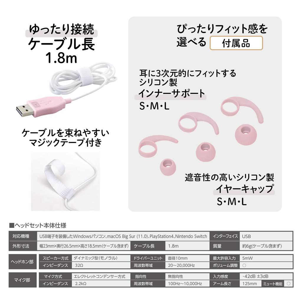 PLUS Earphone Jibuniro Mobile Small Headset Single Ear Pink TW-HS003 428-825
