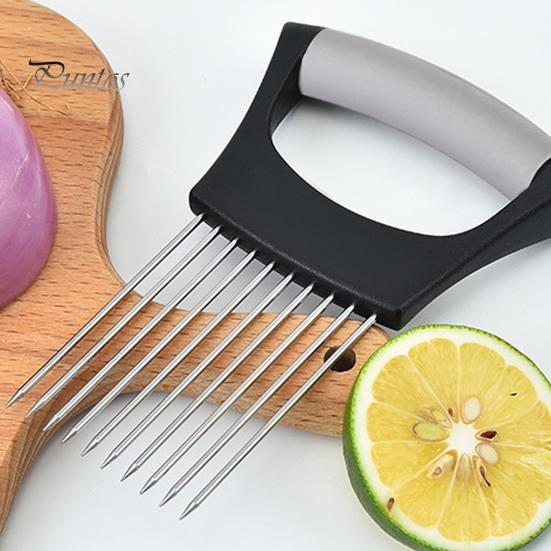 Stainless Steel Onion Holder for Slicing Prongs Rust-Resistant Vegetable Cutter Time-saving Potato Tomato Avocados Eggs Fruit Lemon Meat Assistant