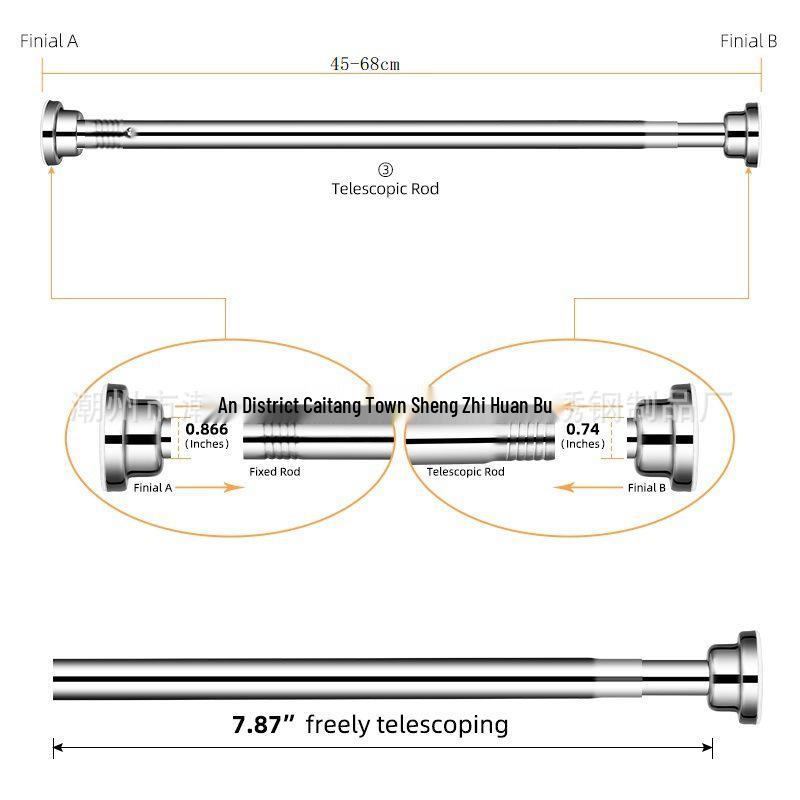 Adjustable Telescopic Hanging Rod for Wardrobes, Curtains, & Clothes Drying 45-250CM