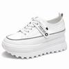 Fashion 5.5CM Genuine Leather Platform Wedge Shoes Chunky Sneaker White Casual Shoes Comfortable Breathable Spring Autumn Shoes